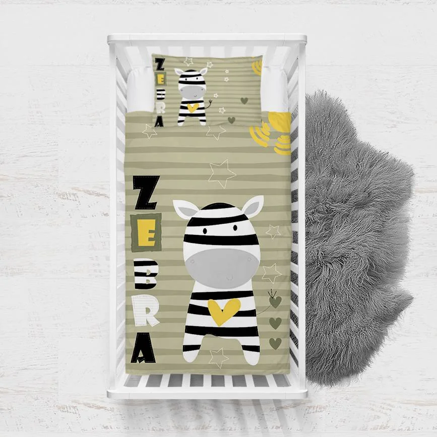 Zebra Yatak Örtüsü ve Pike | Yeşil çizgiler, yıldız Desenli