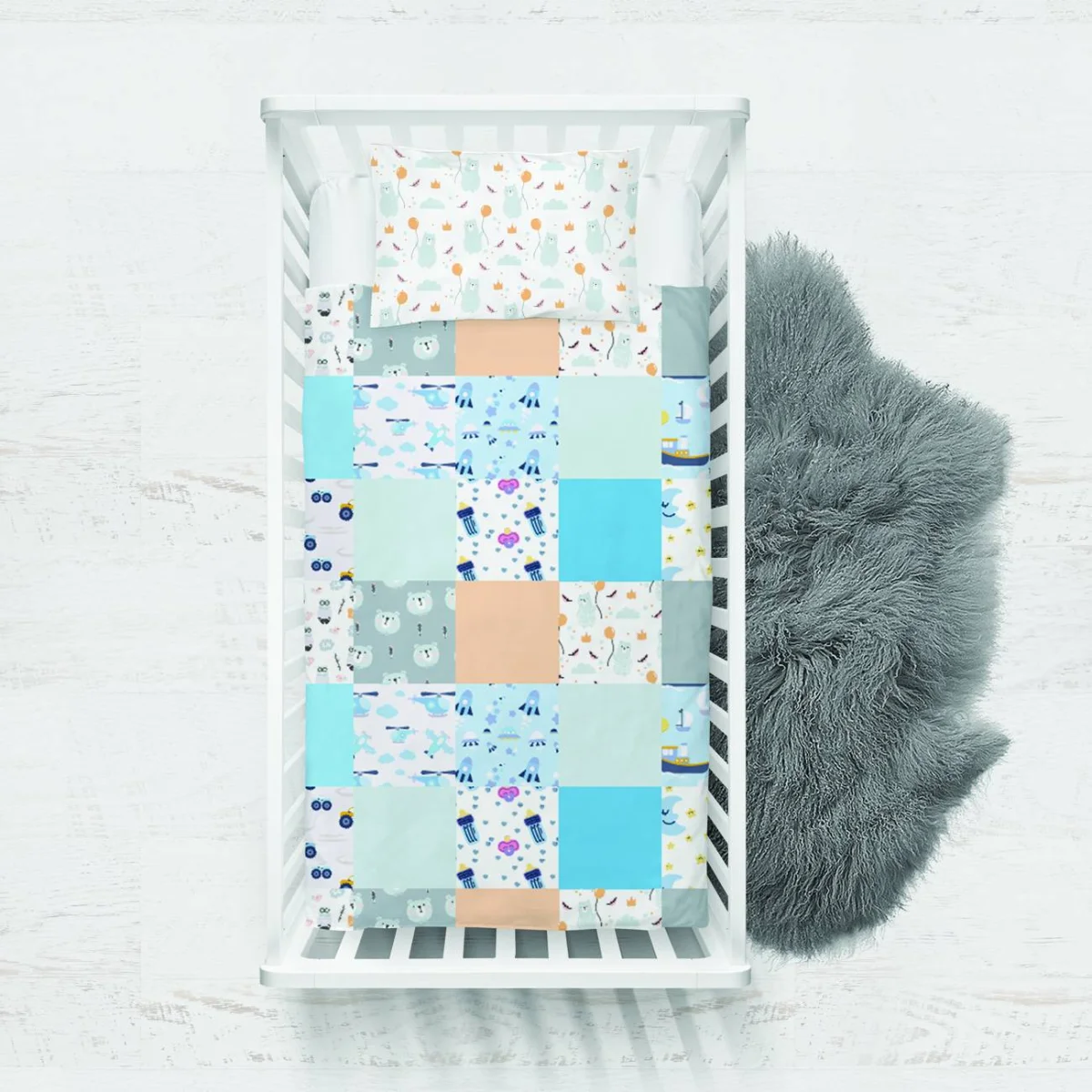 Uzay, Taşıtlar, Ayı Yatak Örtüsü ve Pike | Mavi yıldız, bulut Desenli