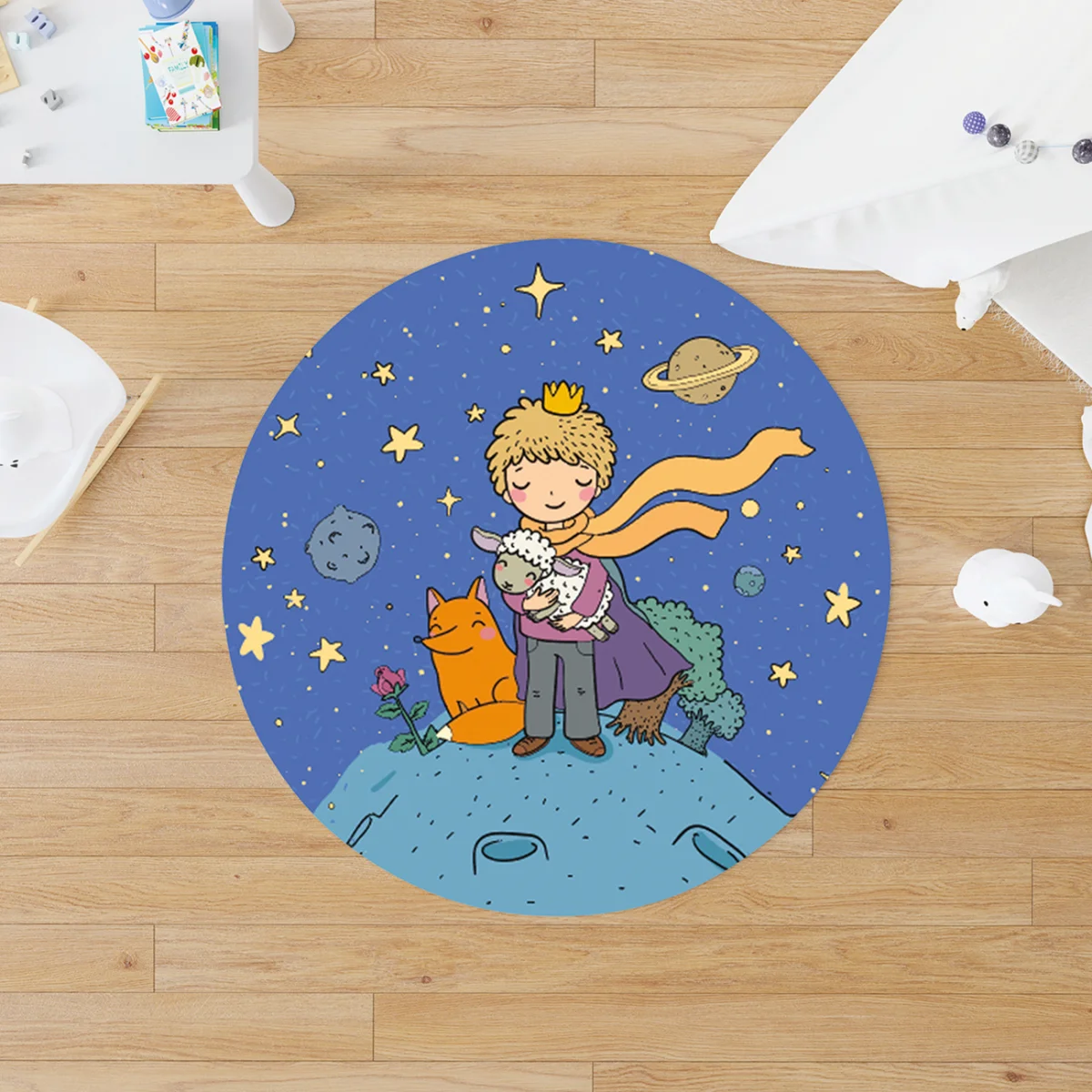 Küçük Prens, Uzay Yuvarlak Halı | Mavi yıldız, gezegen Desenli