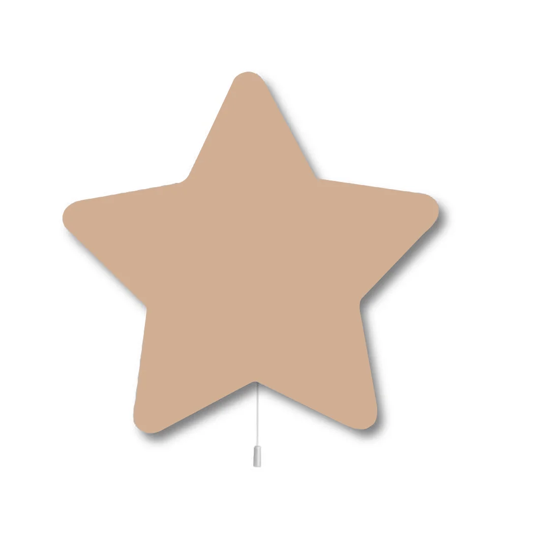 Yıldız Ahşap Avize | Bej düz renk Desenli