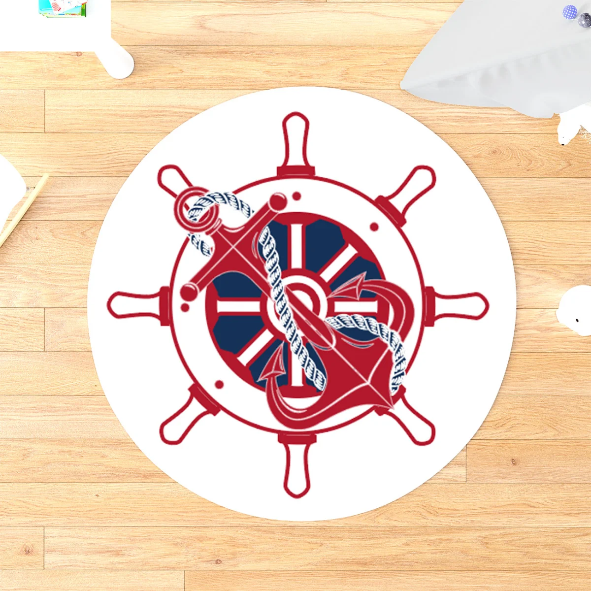 Kraliyet / Taç Yuvarlak Halı | Gri Yıldızlar, defne yaprağı çelengi Desenli