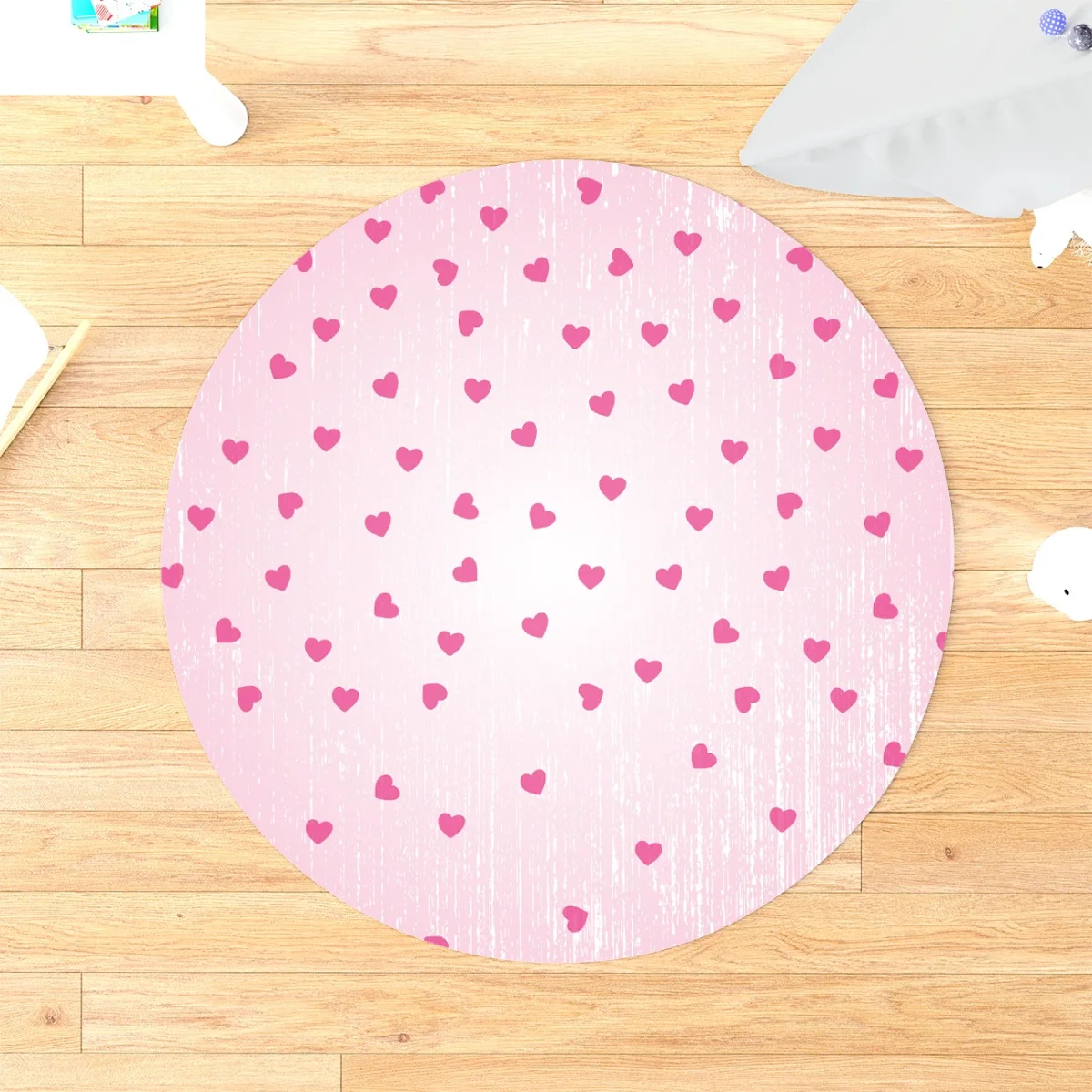 Kalpler Yuvarlak Halı | Pembe Geçişli zemin, hafif yıpranmış doku Desenli