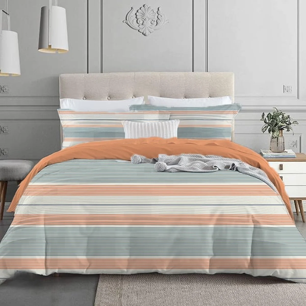 Go-kart yarışı Çift/Tek Nevresim | Gri Yarış pisti, ağaçlar Desenli