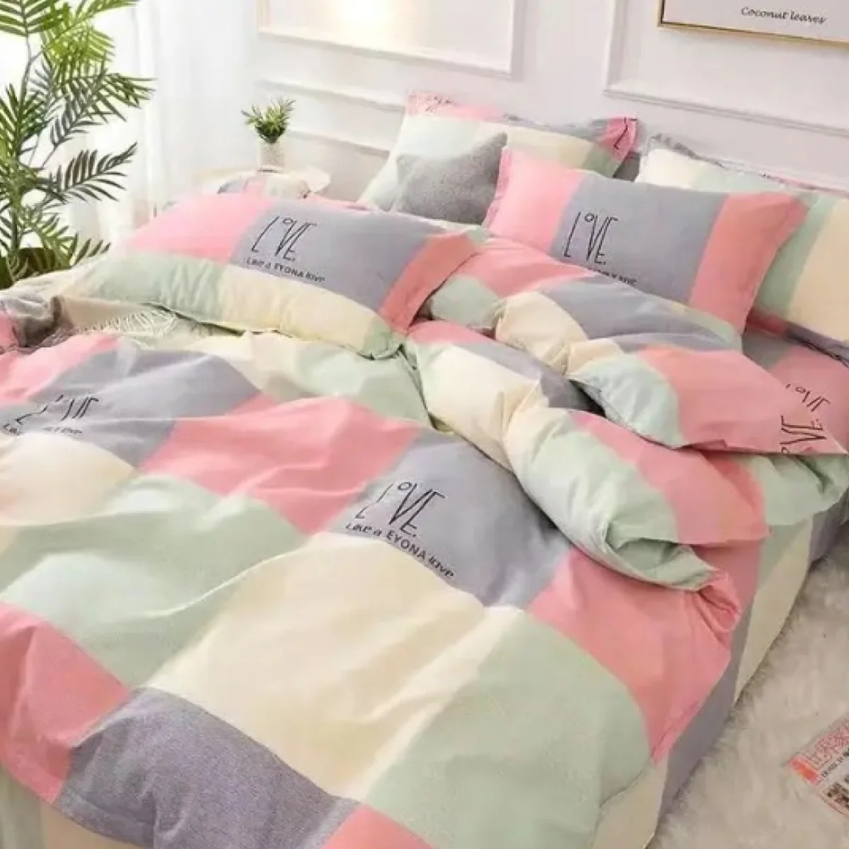 Tavşan Çift/Tek Nevresim | Beyaz ay, yıldızlar Desenli