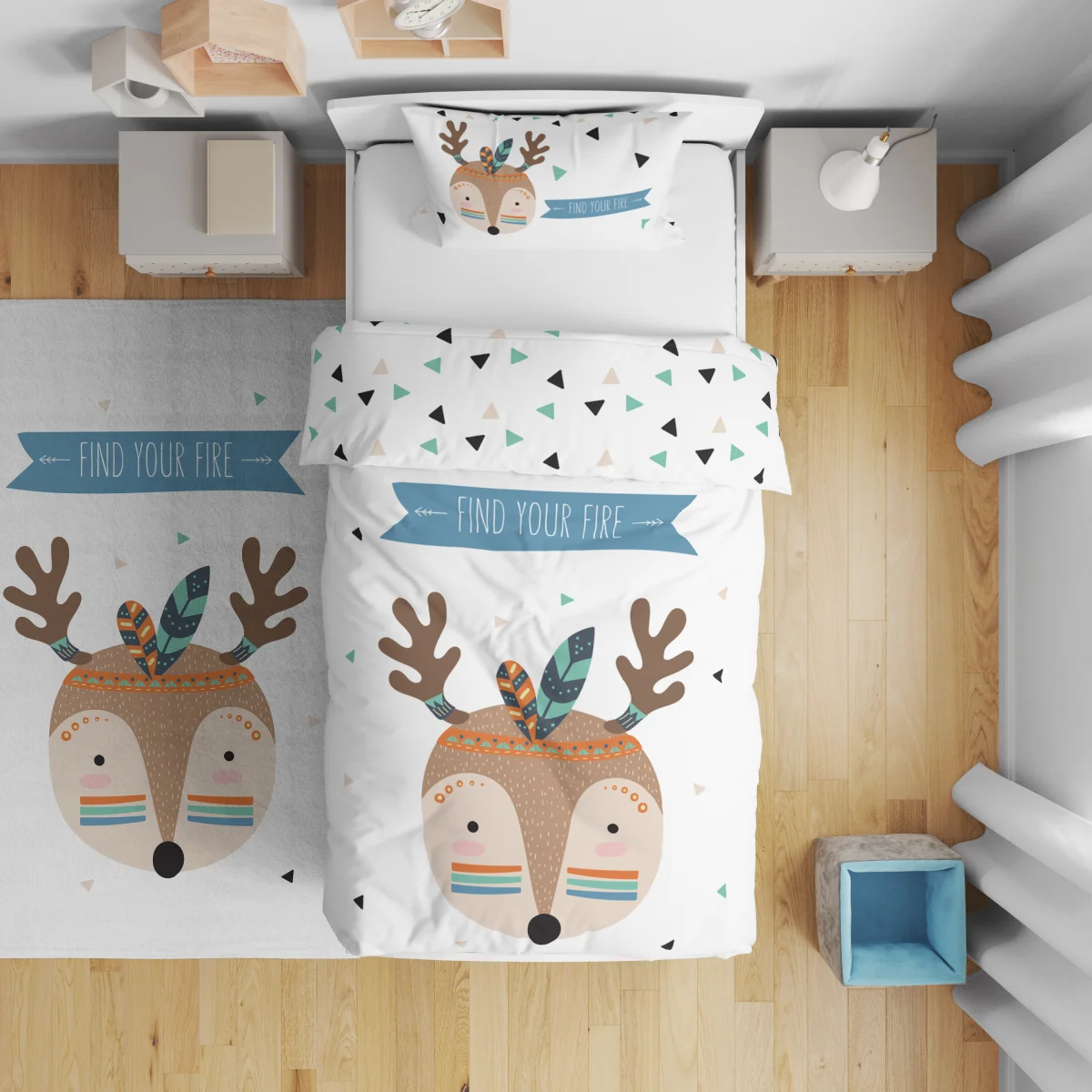 Köpek Çift Taraflı Nevresim | Beyaz köpek, gözlük Desenli