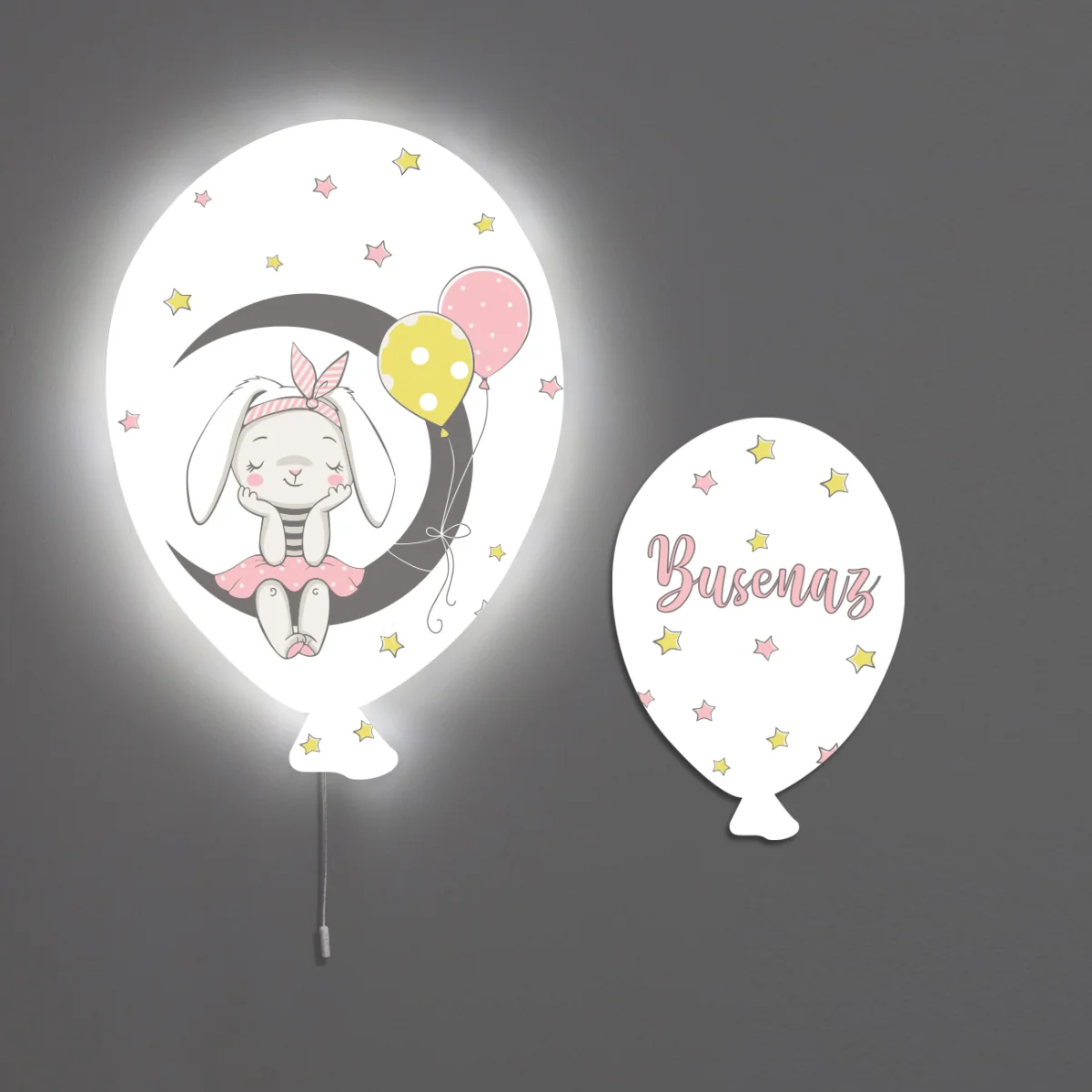 Fil Duvar Saati | Pembe yıldız, kalp Desenli