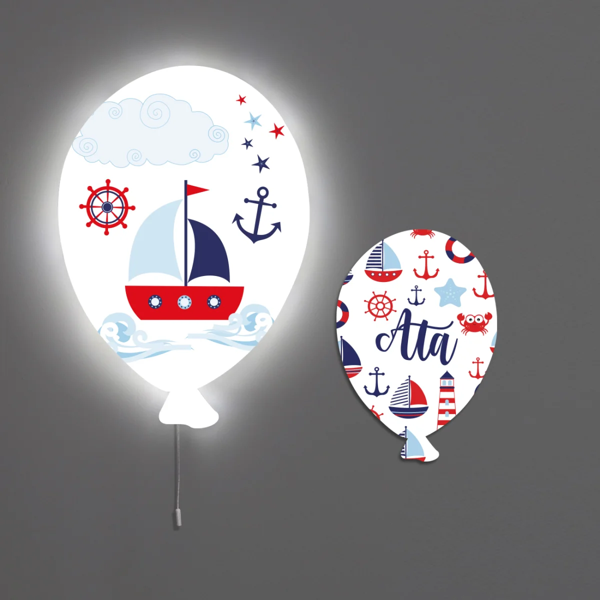 Denizcilik Balon Avize | Beyaz bulut, yıldız Desenli