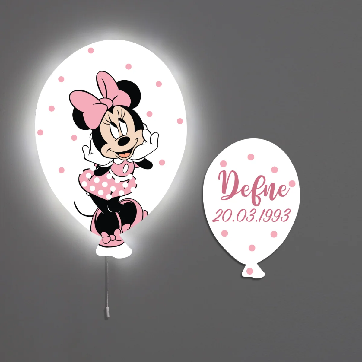 Minnie Mouse Balon Avize | Beyaz Pembe puantiye Desenli