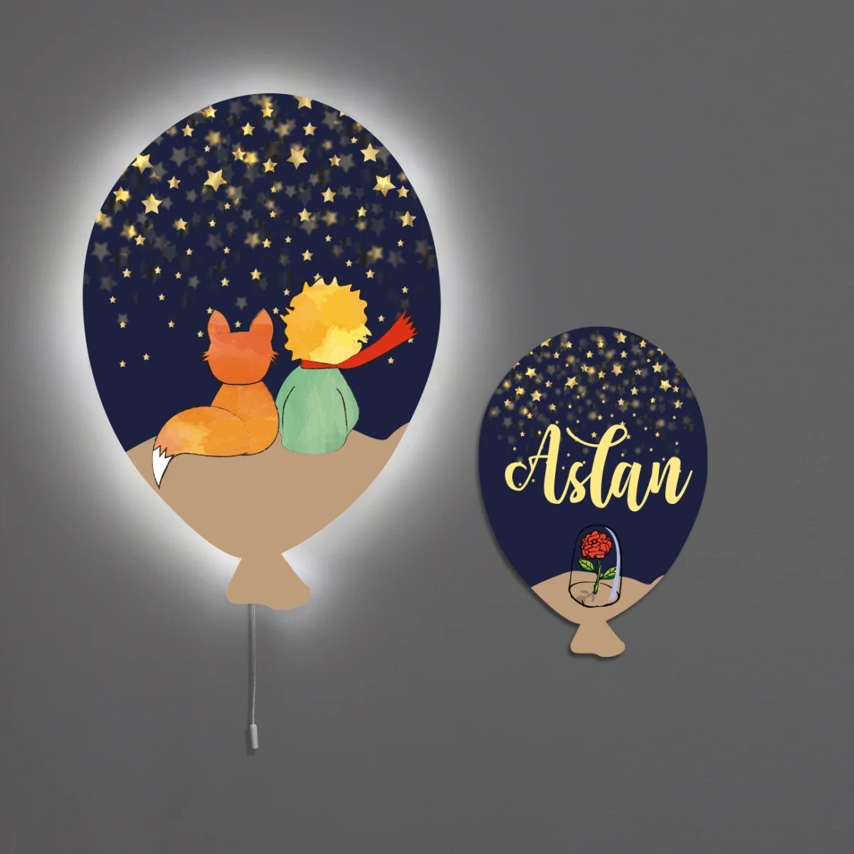 Küçük Prens Balon Avize | Mavi Yıldızlar, tilki Desenli