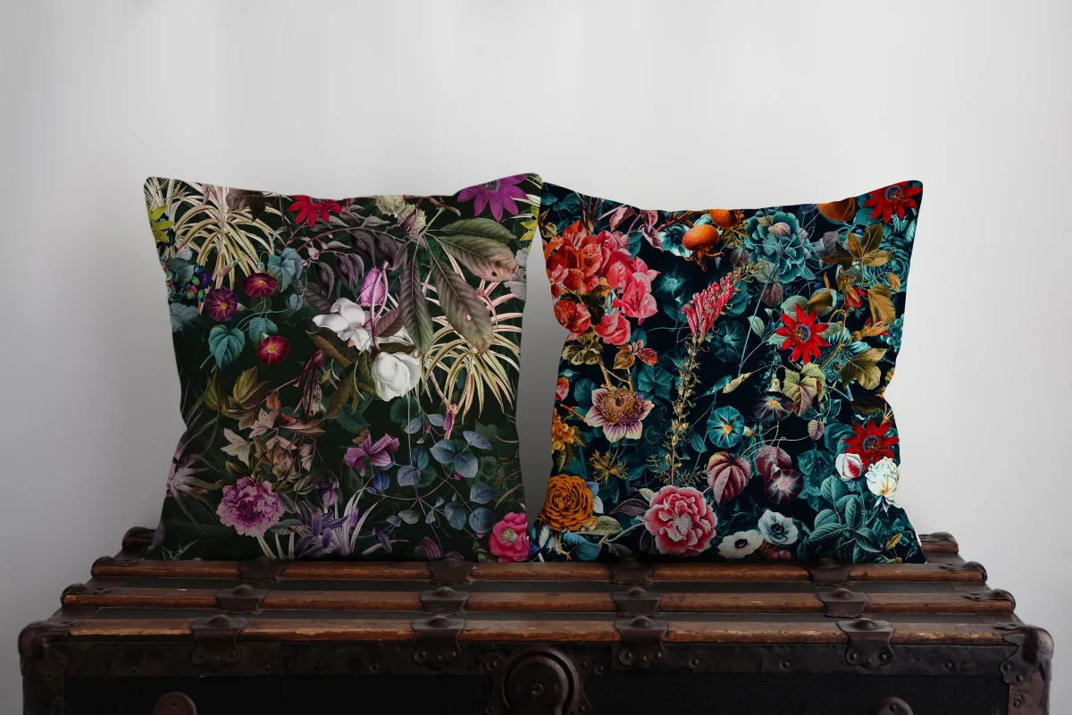 İş Makineleri ve Şantiye Hayvanları İkili Kırlent | Beyaz iş makineleri, sevimli hayvanlar Desenli