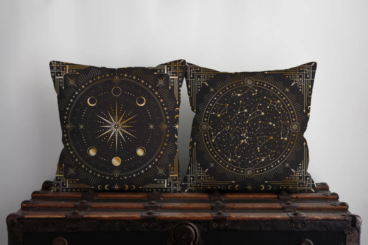 Ayda Ayıcık İkili Kırlent | Beyaz yıldız, bulut Desenli