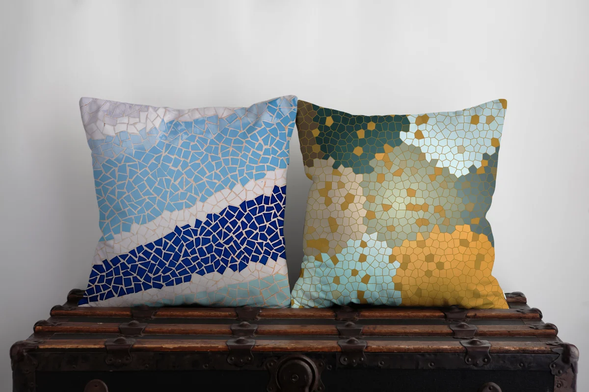 Balerin İkili Kırlent | Beyaz Kalpler, yazı Desenli