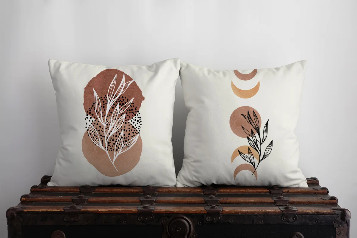 Çadır (Teepee) İkili Kırlent | Mavi Ay, yıldızlar Desenli