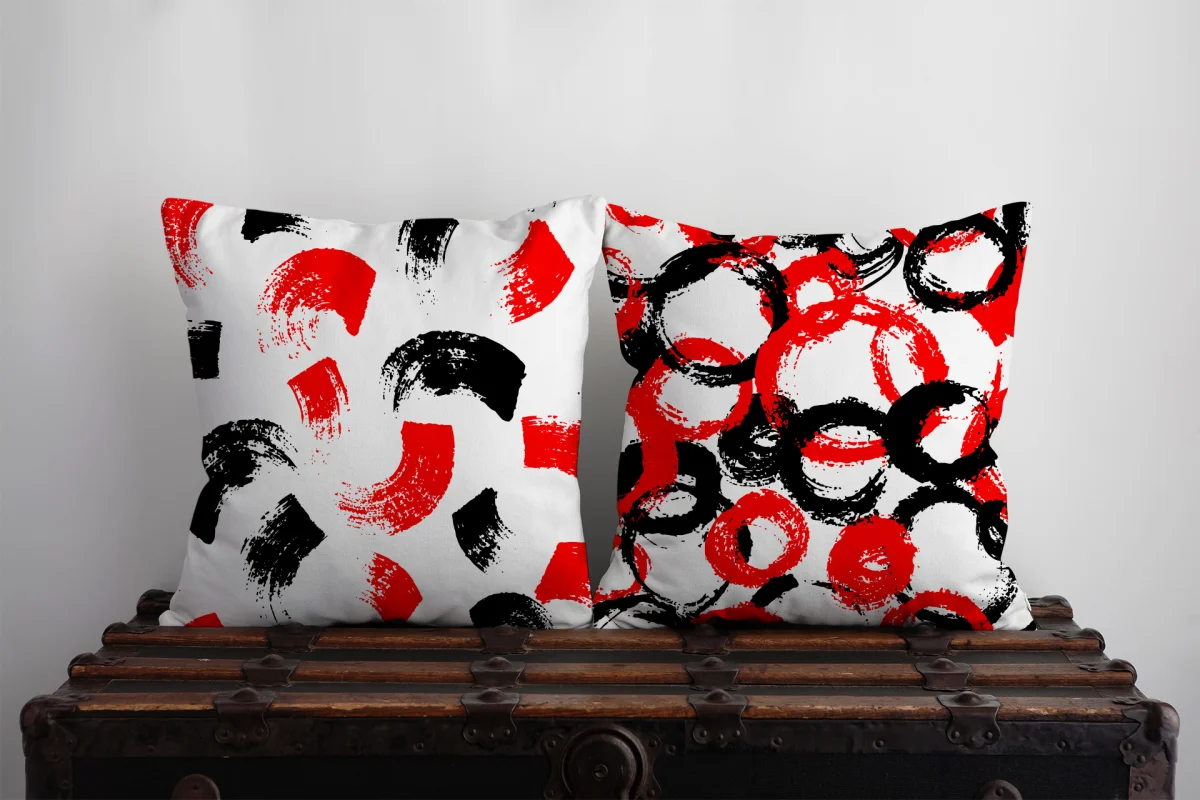 Orman Hayvanları İkili Kırlent | Krem Yapraklar, çiçekler Desenli