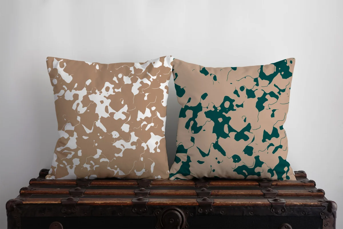 Denizci Ayı İkili Kırlent | Beyaz yıldızlar, balıklar Desenli