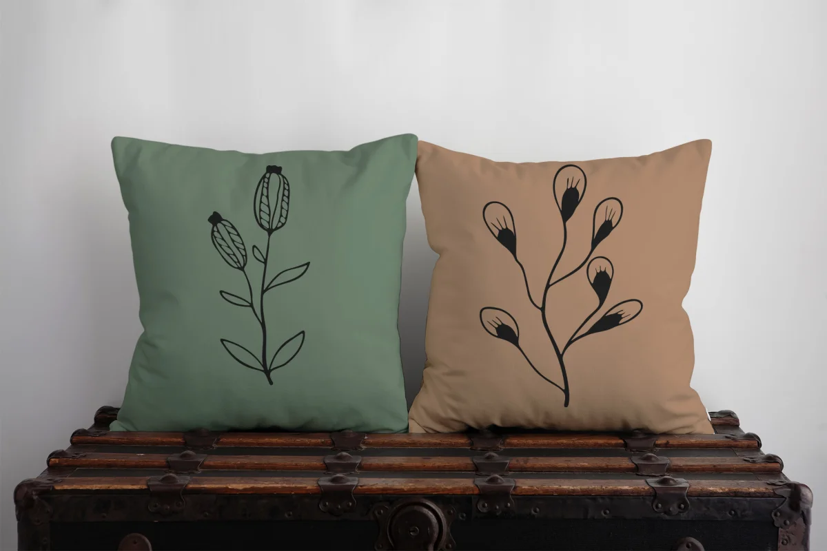 Yelkenli Gemi İkili Kırlent | Beyaz yelkenli gemi, gemi dümeni Desenli