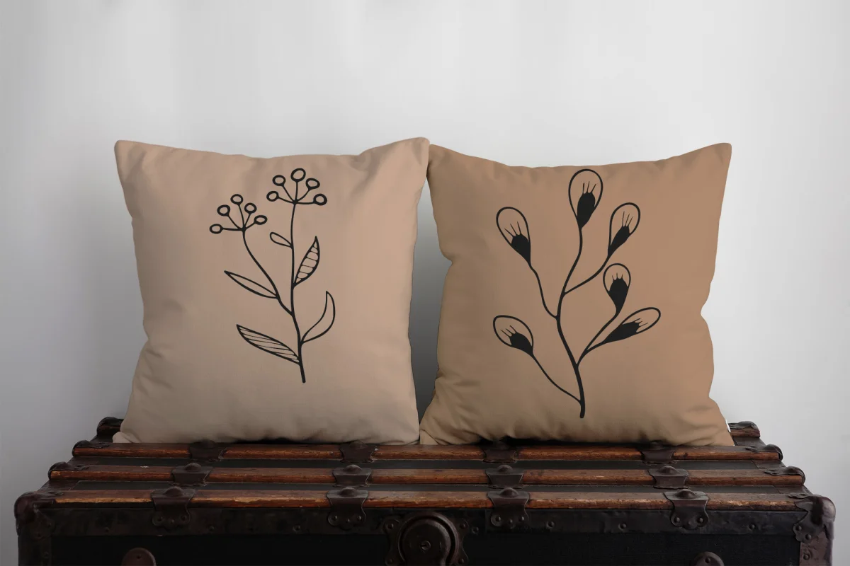 Deniz Kızı İkili Kırlent | Mor deniz atı, bulut Desenli