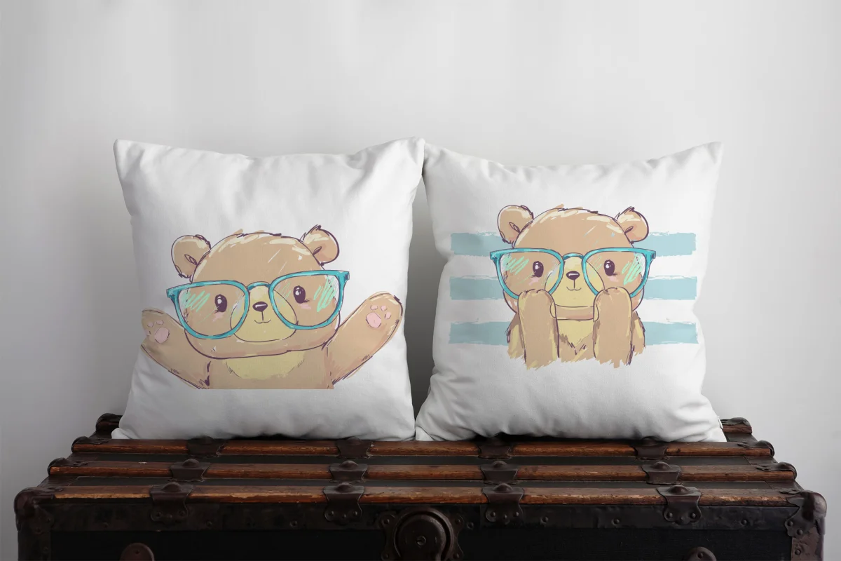 Deniz Kızı İkili Kırlent | Pembe Mercan, deniz kabukları Desenli