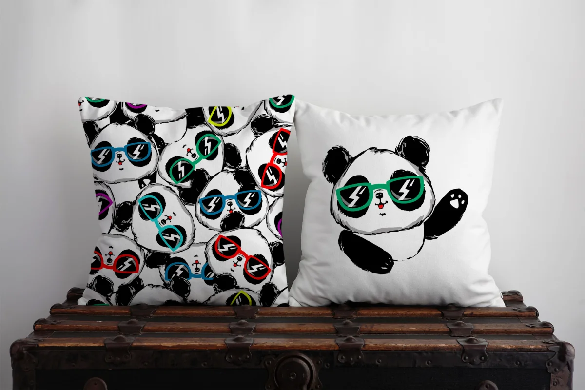 Dinozor İkili Kırlent | Gri scooter, trafik ışığı Desenli