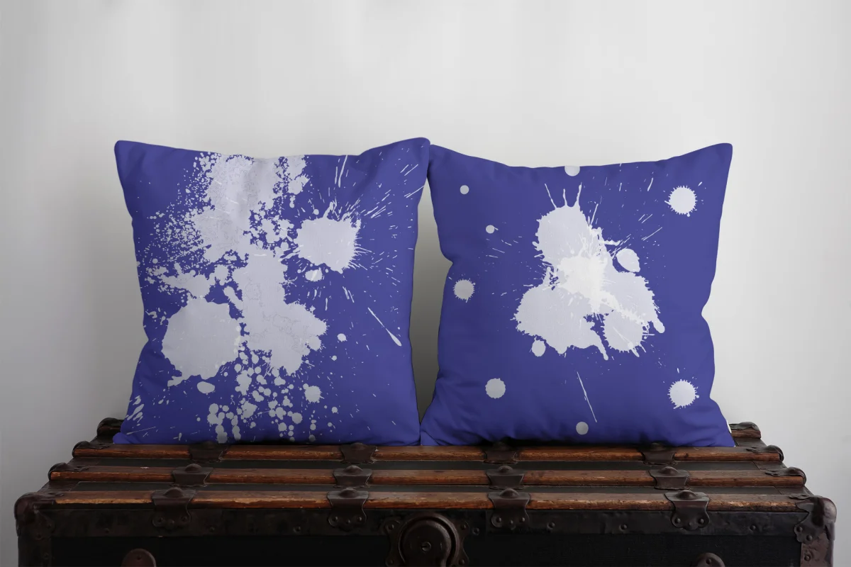 Fil İkili Kırlent | Gri yıldızlar, yıldız balonlar Desenli