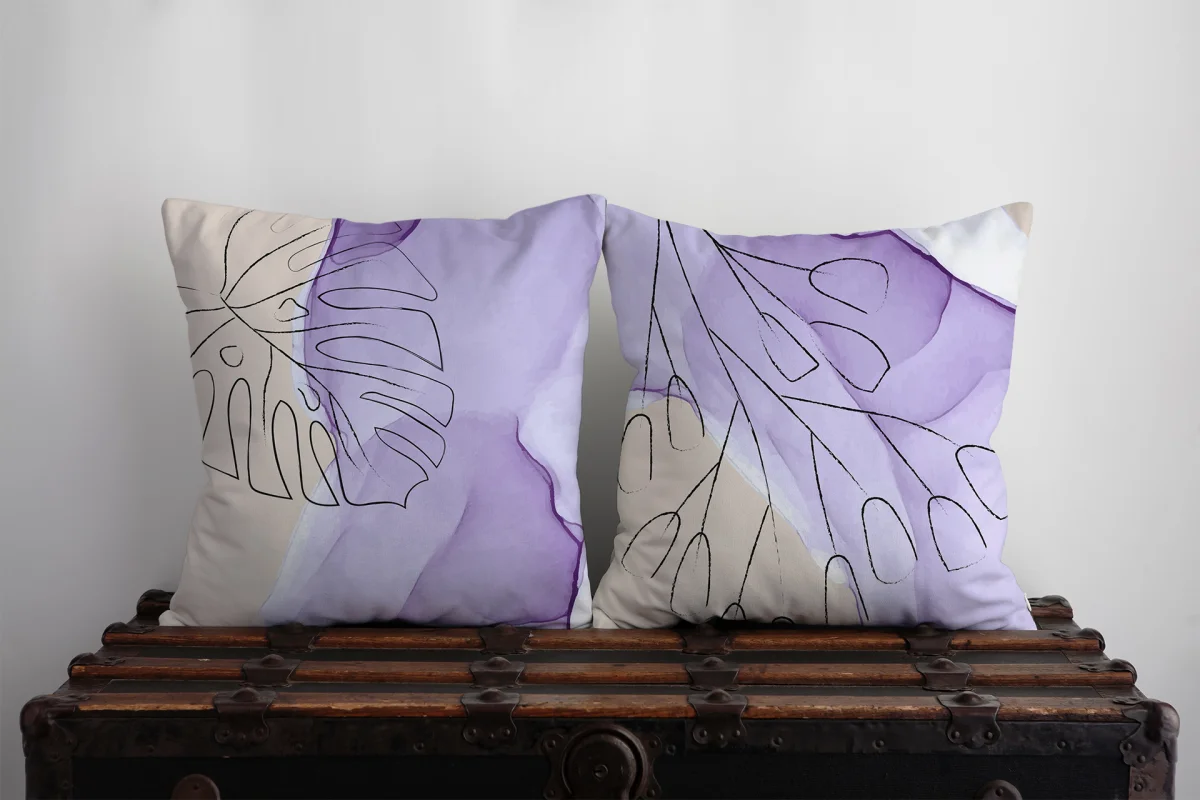 Müziksever Kız İkili Kırlent | Beyaz müzik notaları, kuş Desenli