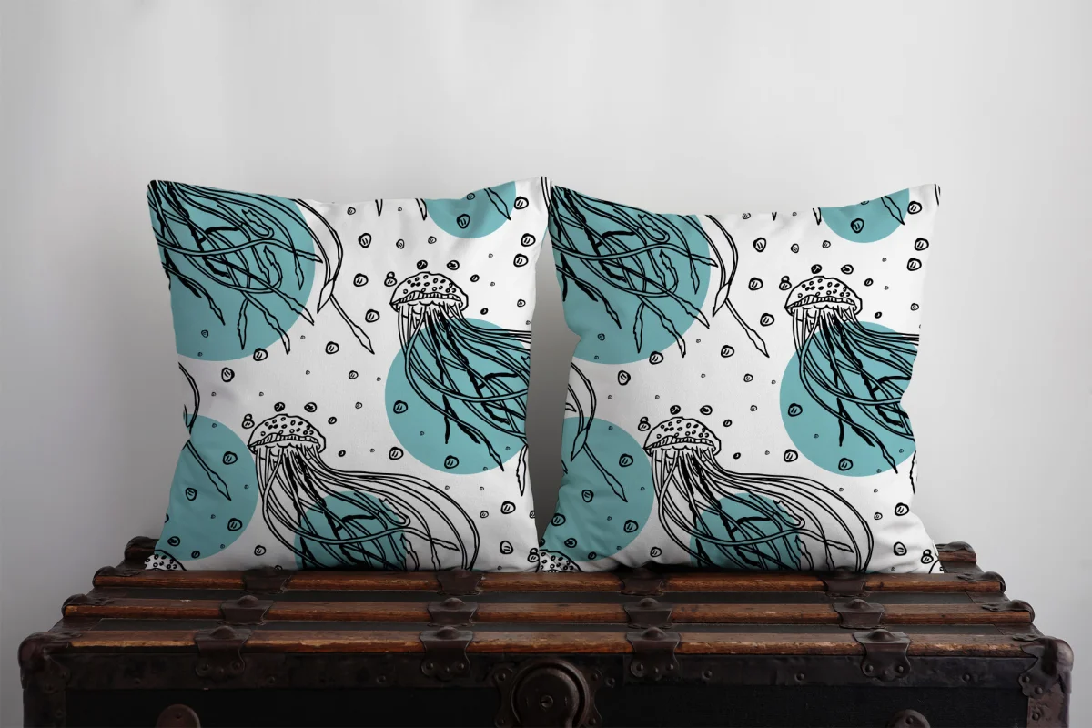 Süper Kahraman İkili Kırlent | Mavi maske, yıldız Desenli