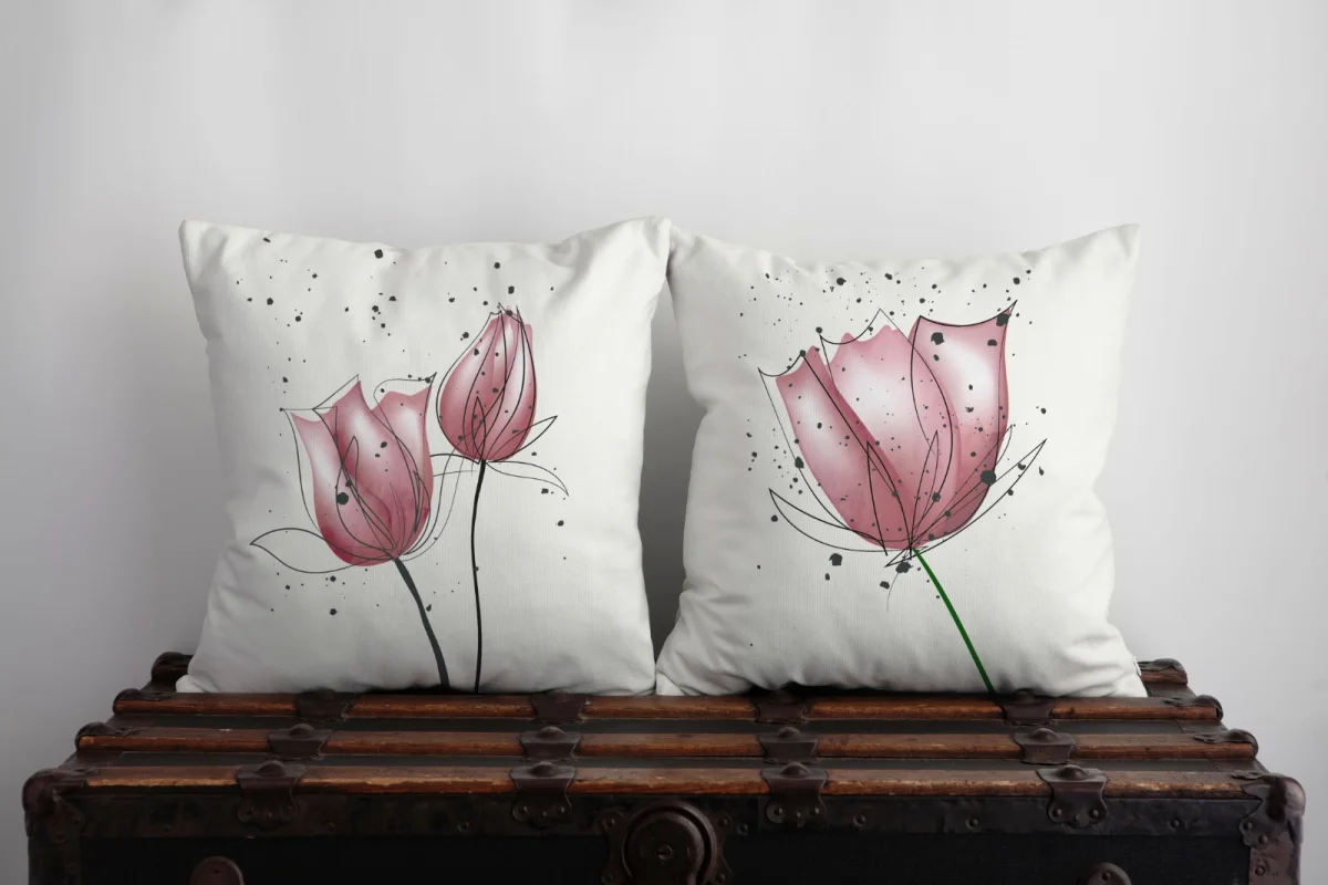 Prenses İkili Kırlent | Beyaz yıldız Desenli