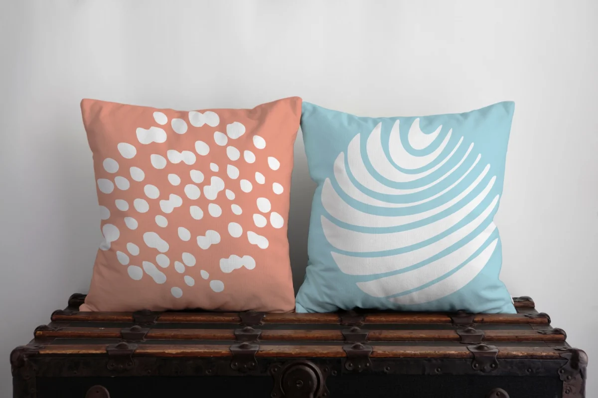 Pilot Ayı İkili Kırlent | Mavi bulutlar Desenli