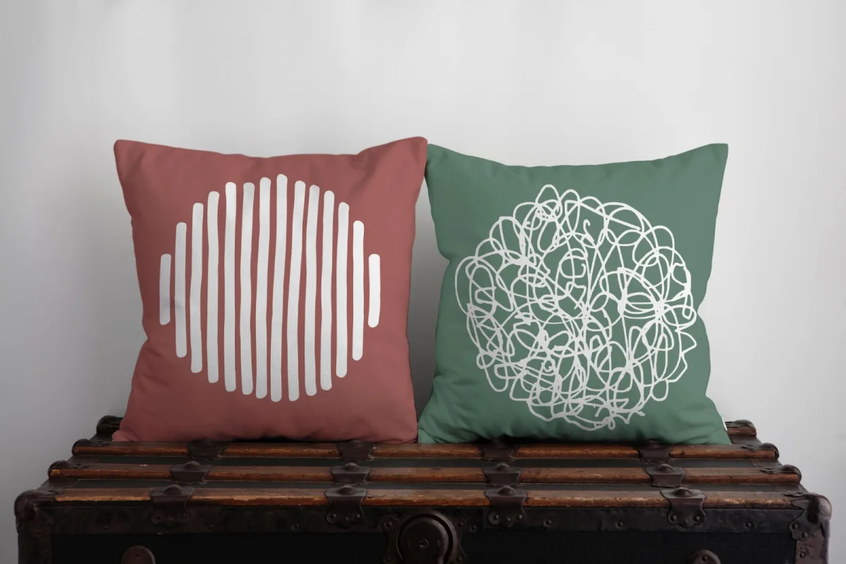 Unicorn İkili Kırlent | Beyaz kalpler, yıldızlar Desenli