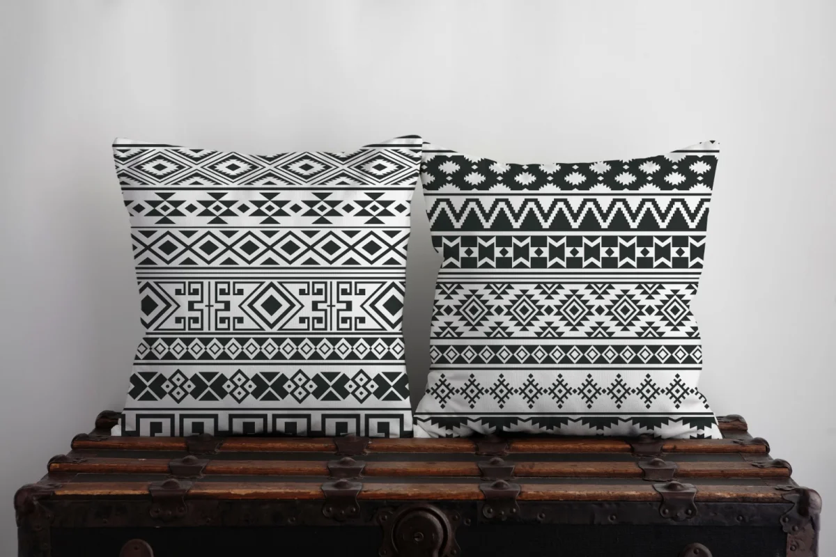 Taç İkili Kırlent | Gri yıldız, bulut Desenli