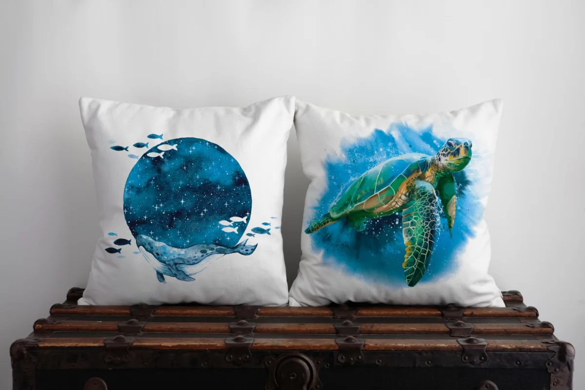 Prenses ve Unicorn İkili Kırlent | Beyaz yıldızlar, taçlar Desenli