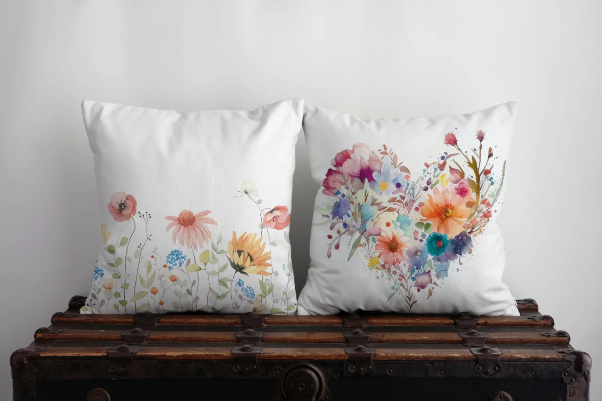 Prenses Kız İkili Kırlent | Beyaz yıldızlar, bulut Desenli