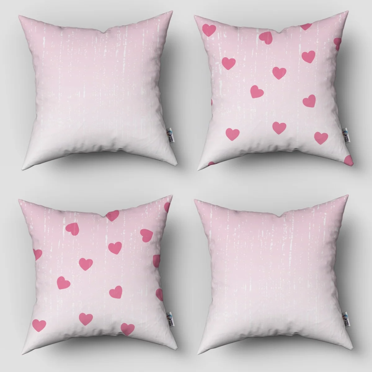 Kalpler 4lü Kırlent | Pembe Geçişli zemin, hafif yıpranmış doku Desenli