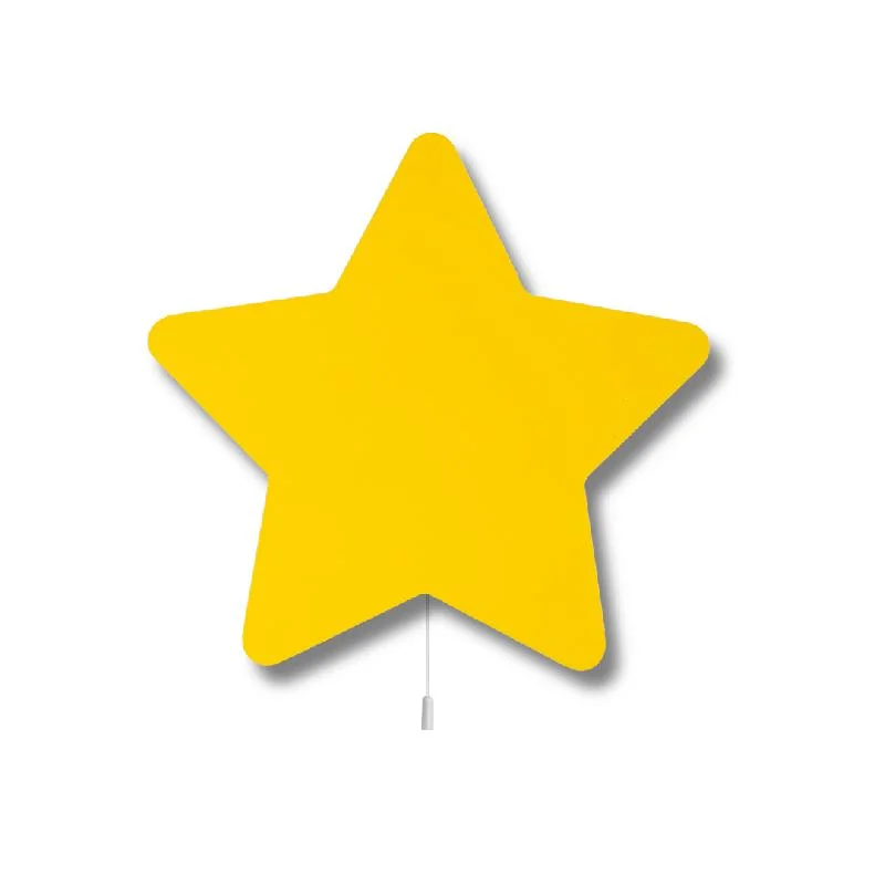 Yıldız Ahşap Avize | Sarı Sarı yıldız, çekme ipi Desenli