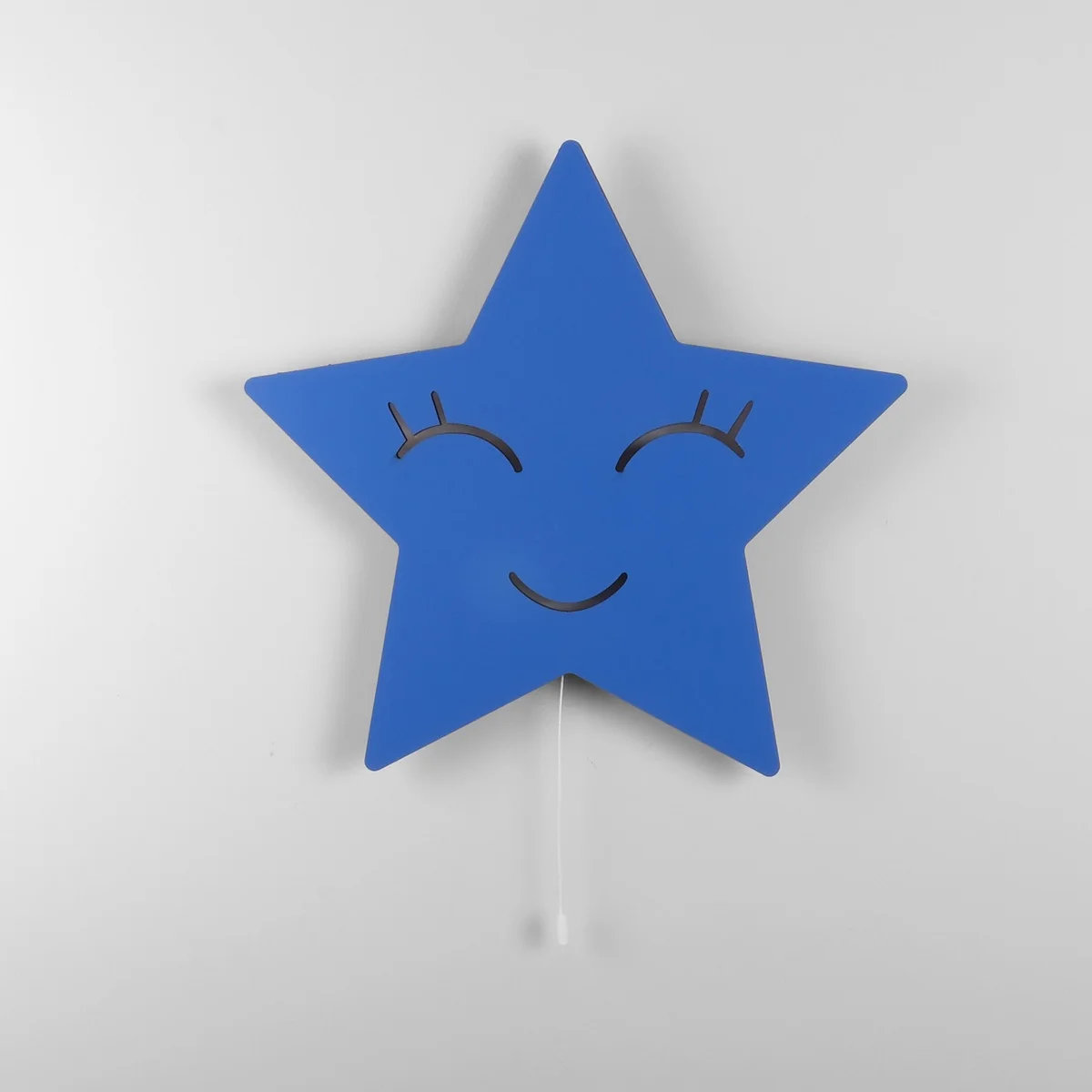 Yıldız Ahşap Avize | Mavi uyuyan yüz Desenli