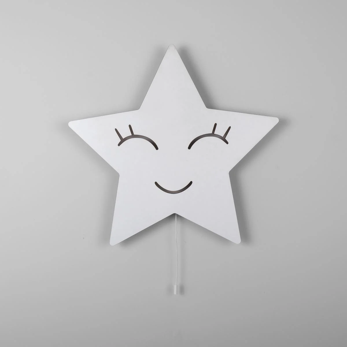 Yıldız Ahşap Avize | Beyaz Gözler ve ağız Desenli