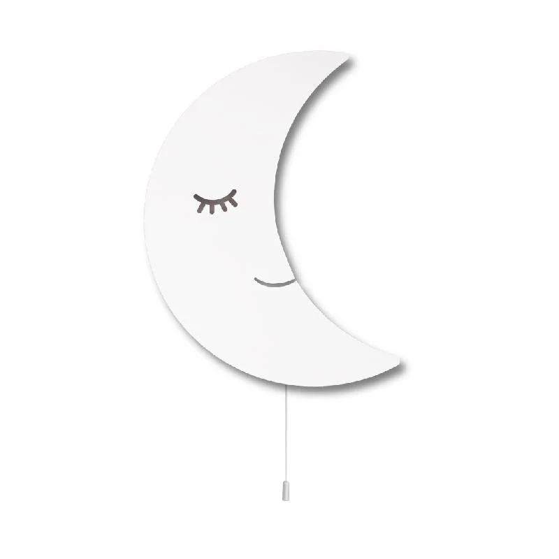 Ay Ahşap Avize | Beyaz uyuyan yüz ifadesi, çekme ipi Desenli