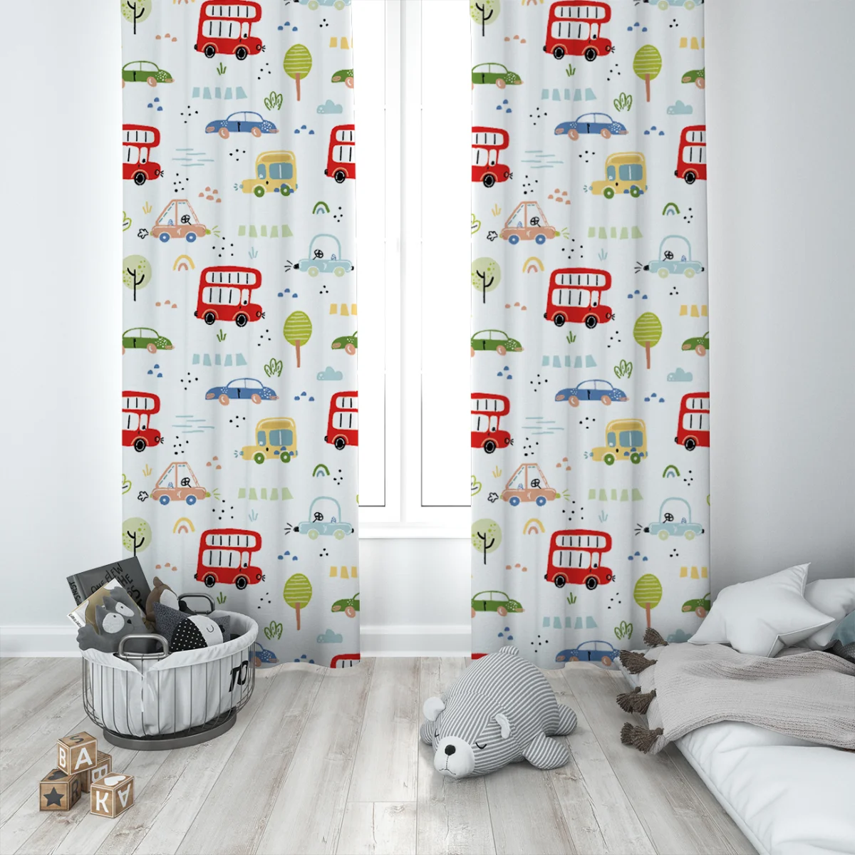 Arabalar Fon Perde | Beyaz gökkuşağı, bulut Desenli