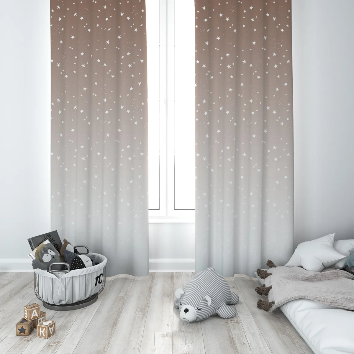 Yıldızlar Fon Perde | Bej küçük yıldızlar, degrade renk geçişi Desenli