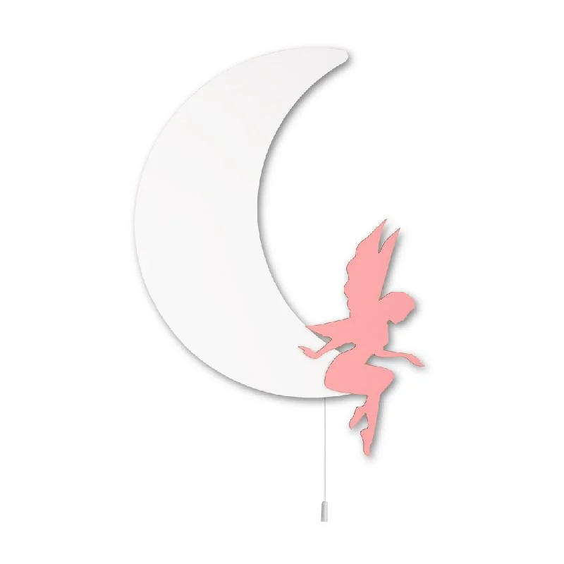 Ay ve Peri Ahşap Avize | Pembe yok Desenli