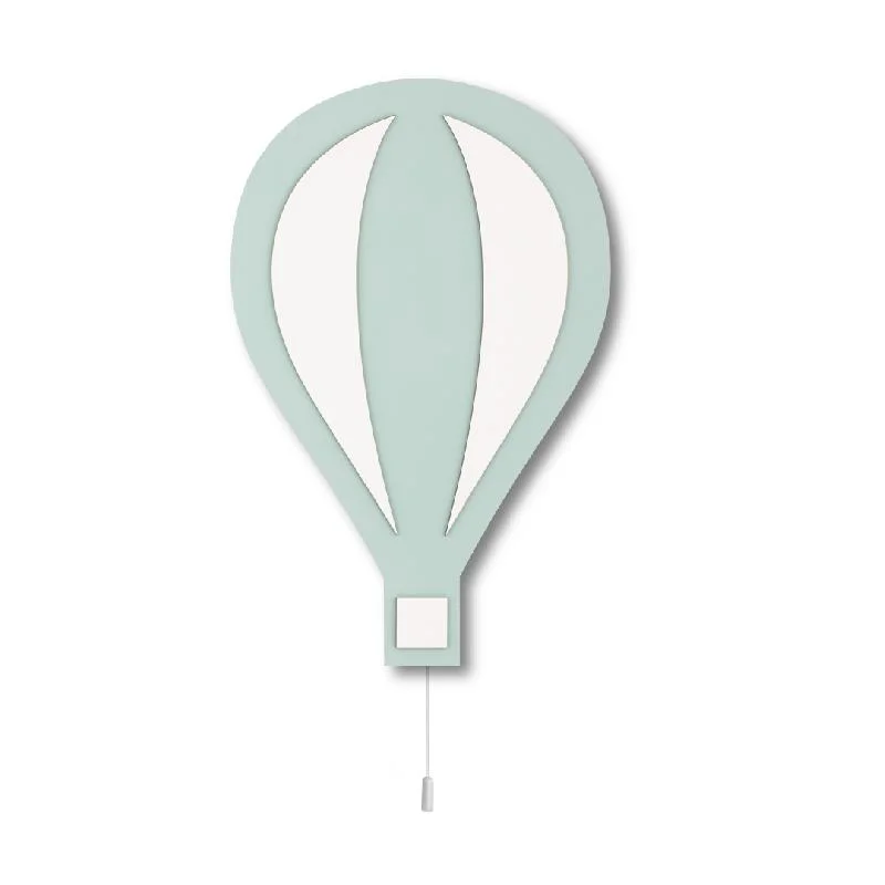 Sıcak hava balonu Ahşap Avize | Mint yeşili beyaz paneller Desenli