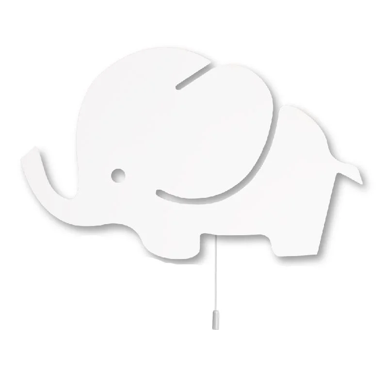 Fil Ahşap Avize | Beyaz Göz, kulak detayı Desenli