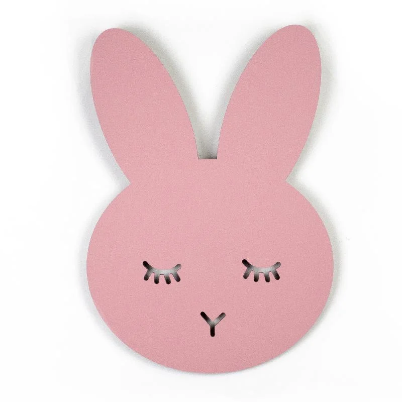 Tavşan Ahşap Avize | Pembe uyuyan gözler, burun Desenli
