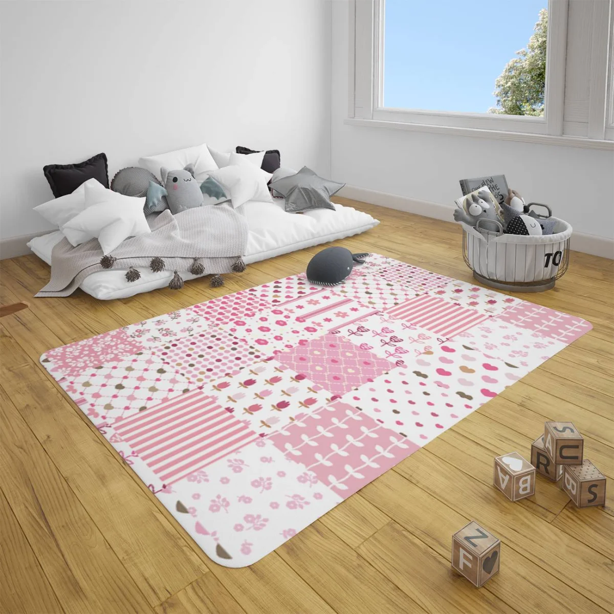 Korsan Zürafa Çocuk Halısı | Bej korsan kıyafetli zürafa, korsan bayrağı Desenli