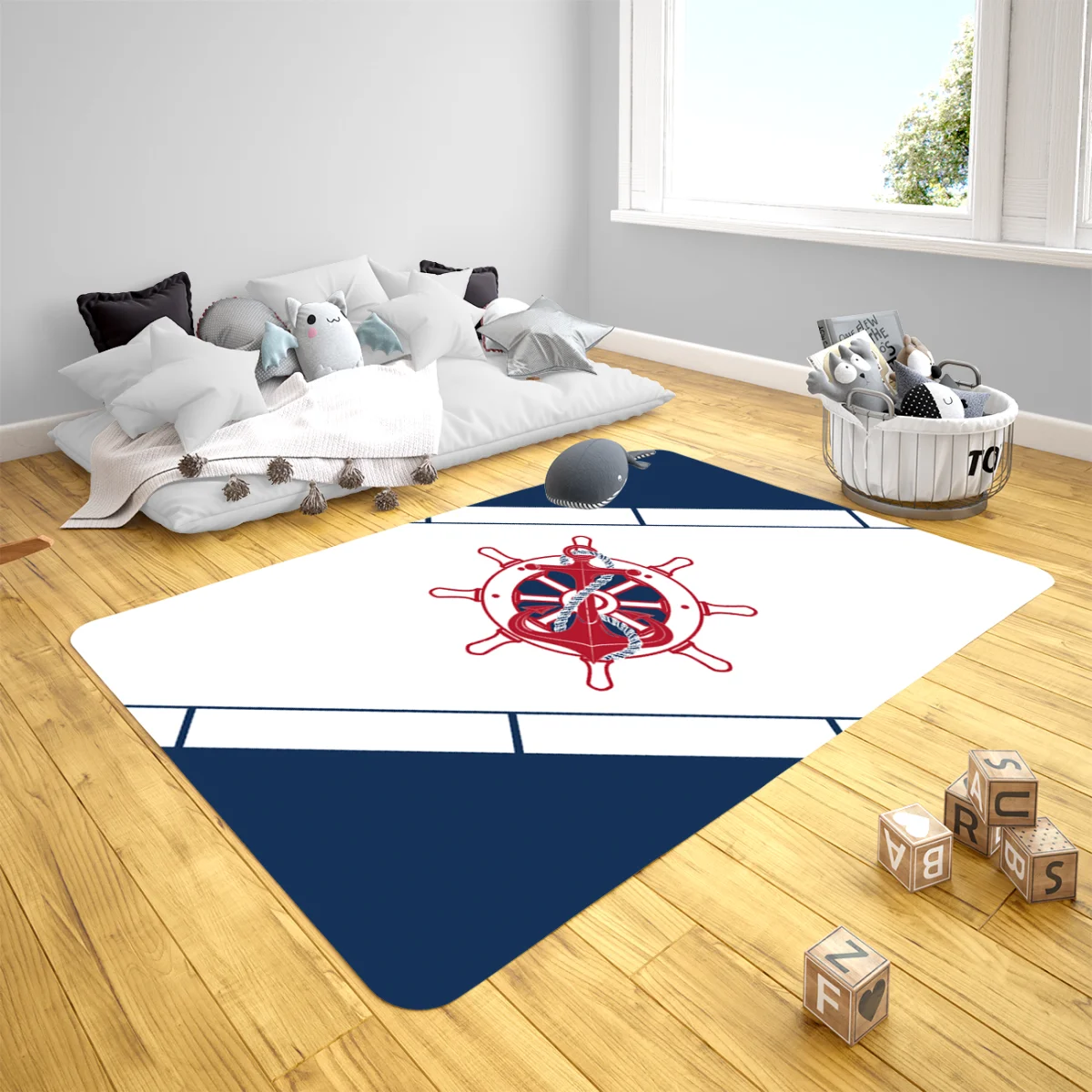 Kraliyet / Taç Çocuk Halısı | Gri Yıldızlar, defne yaprağı çelengi Desenli