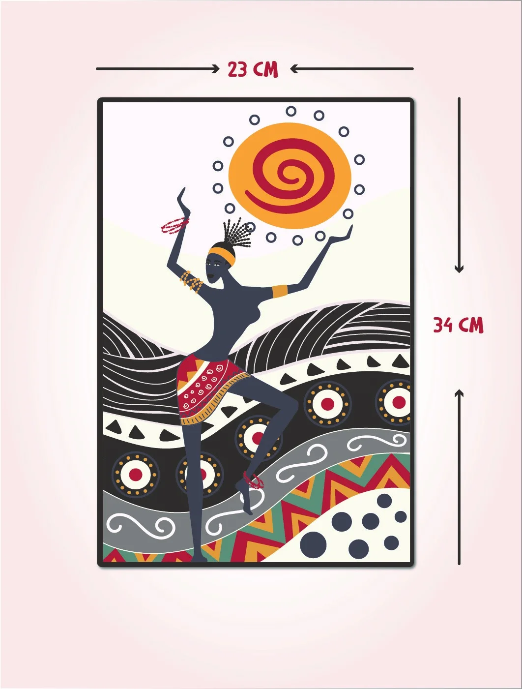 Afrika Teması Ahşap Dekor Seti | Krem Güneş, spiral Desenli