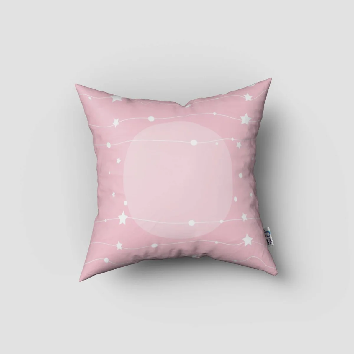 Uzay Kırlent Kılıfı | Pembe yıldızlar, daireler Desenli