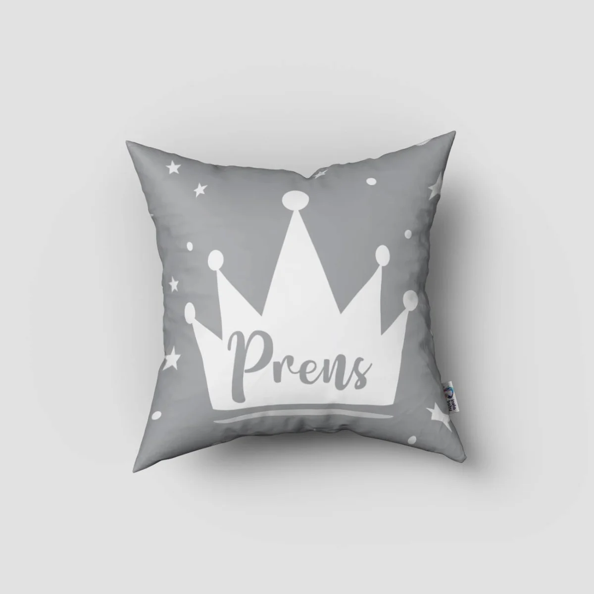 Prens Kırlent Kılıfı | Mavi Taç, yıldızlar ve noktalar Desenli