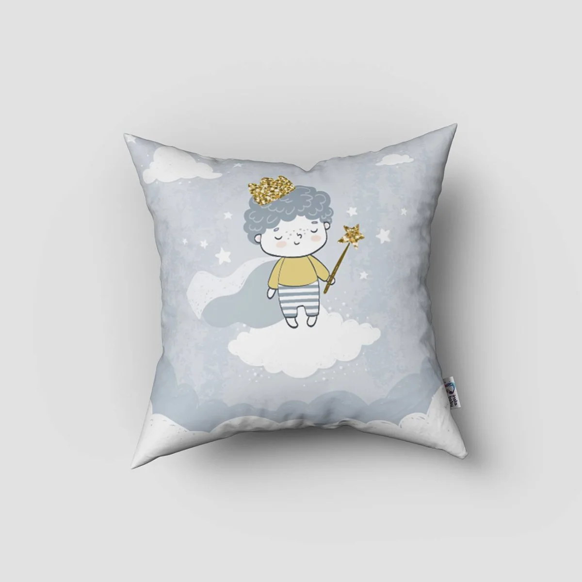 Prens Kırlent Kılıfı | Mavi bulut, yıldız Desenli