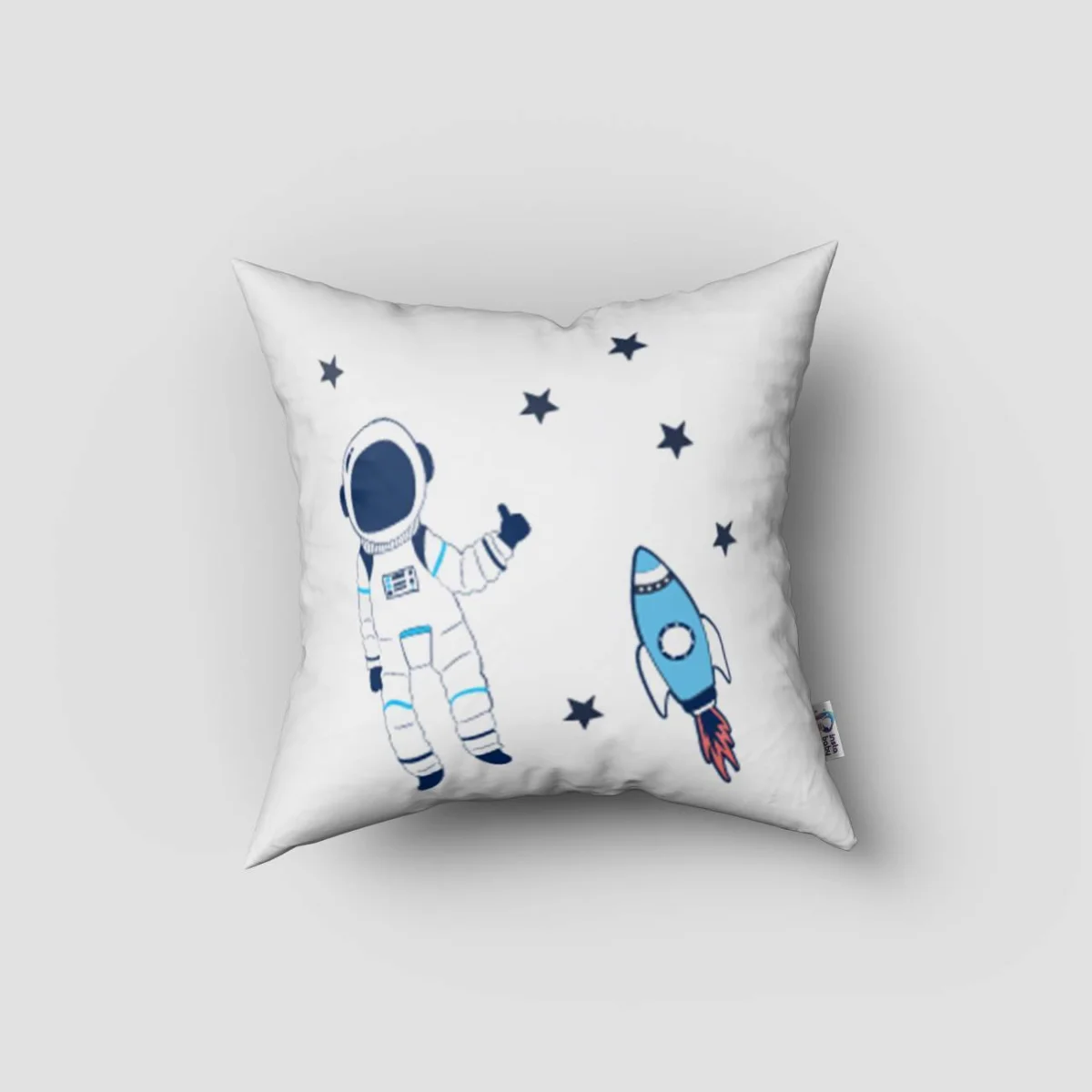 Uzay Kırlent Kılıfı | Beyaz yıldız, gezegen Desenli